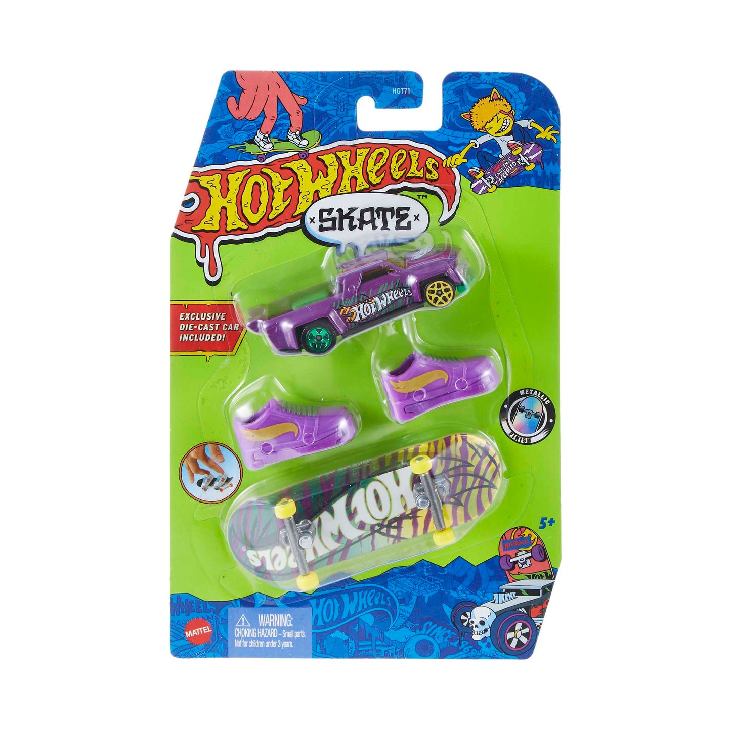Hot Wheels Skate Veh¨ªculo de Juguete Patineta de Colecci¨®n FELINE RISKY? + SOLID MUSCLE? con Diecast
