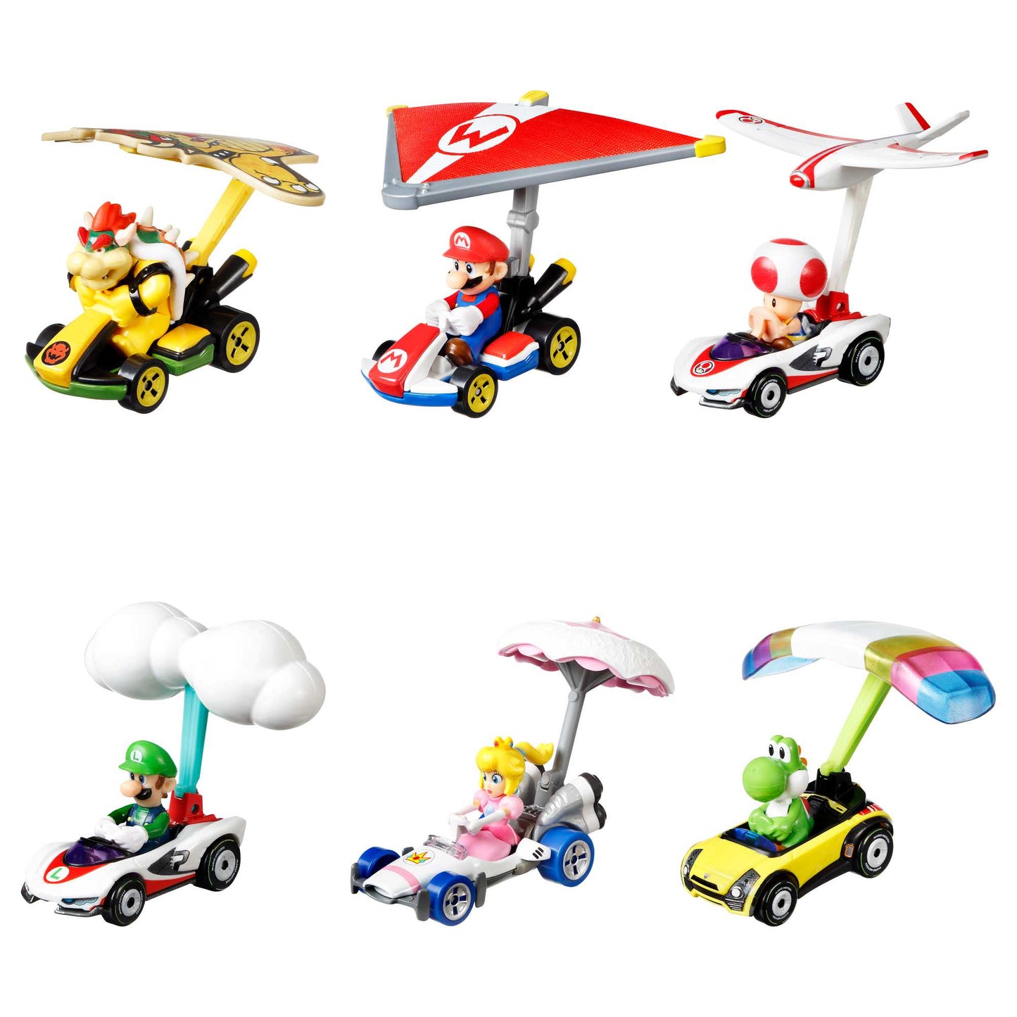 Hot Wheels Mario Kart Veh¨ªculo de Juguete Toad P-Wing con Plane Glider