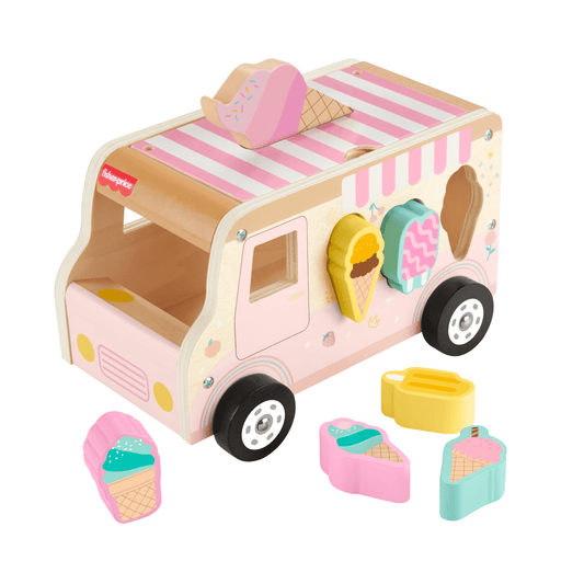Fisher-Price Camion de Glaces Trieur de Formes en Bois, 8 ¨¦l¨¦ments