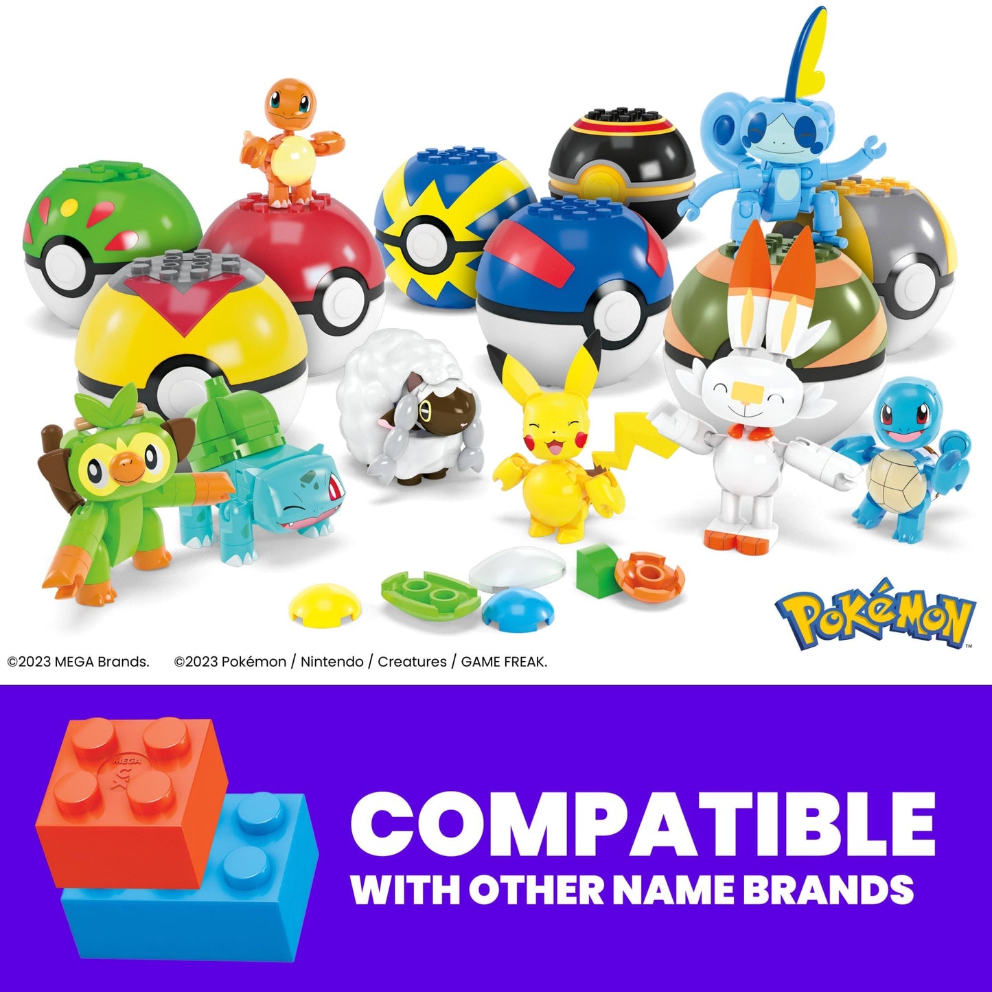 MEGA Pok¨¦mon Building Toy Kit With 8 Action Figures And Pok¨¦ Balls (191 Pieces) For Kids