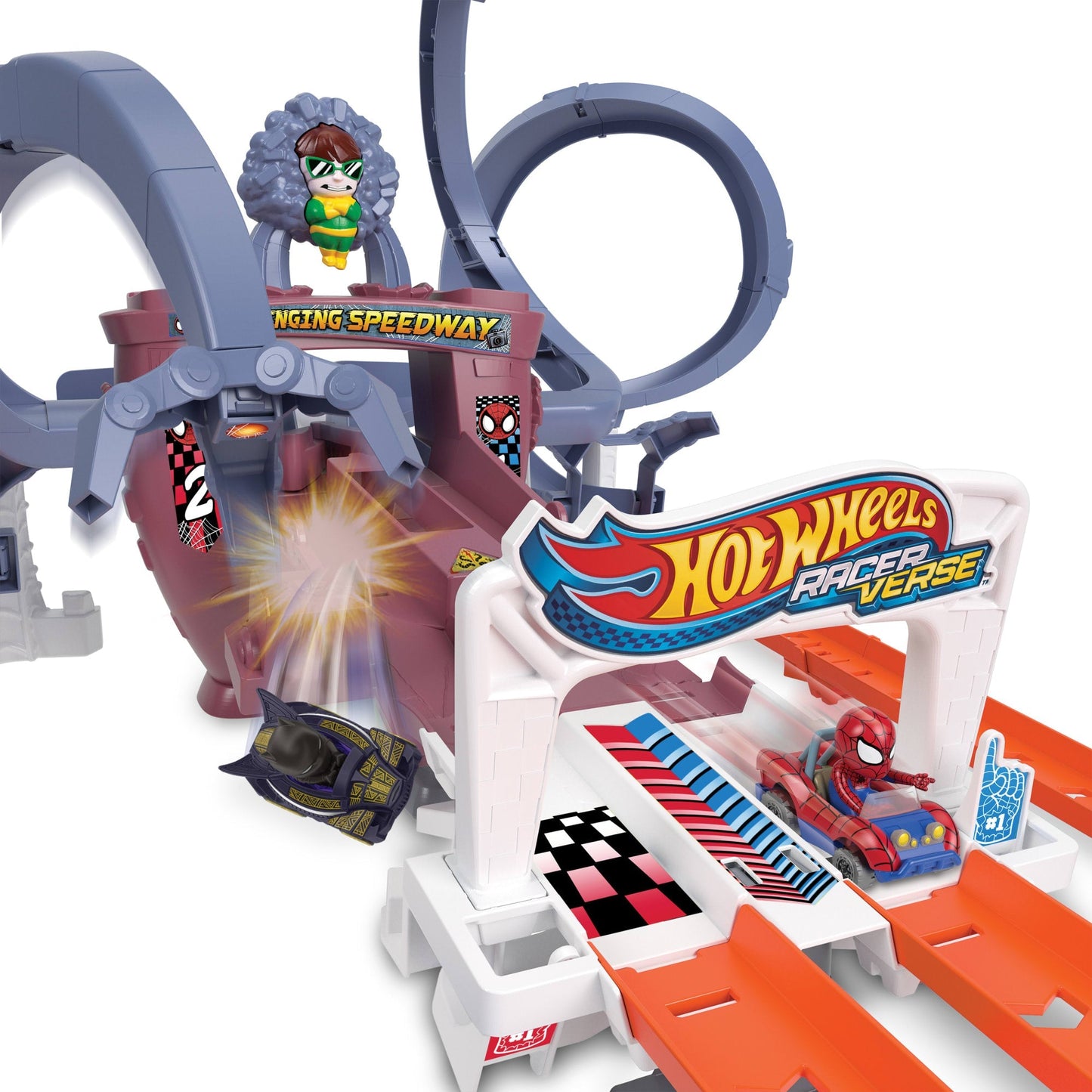 Hot Wheels?-Racerverse-Piste de Course Mobile de Spiderman-Coffret