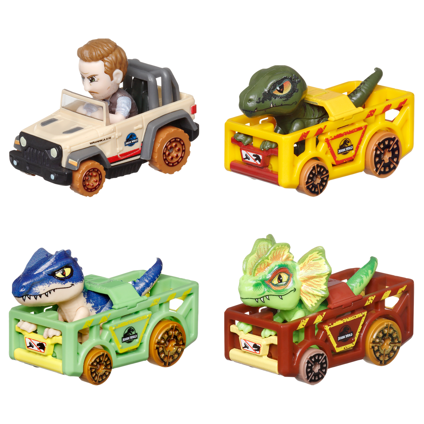 Hot Wheels RacerVerse Veh¨ªculo de Juguete Cuatro Autos de Carrera Jurassic World