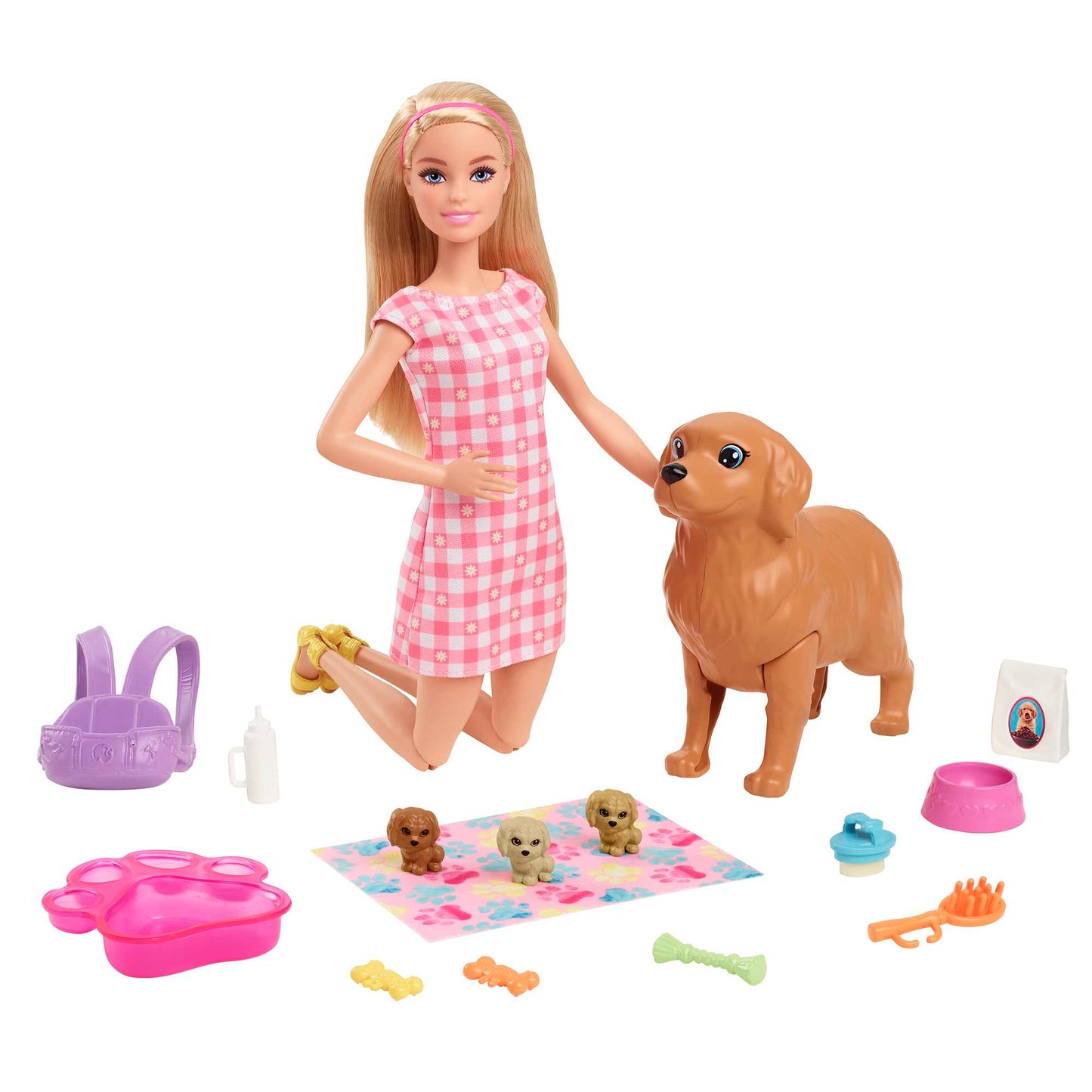Barbie Conjunto de Brinquedo Cachorrinhos Rec¨¦m-Nascidos Vestido Xadrez