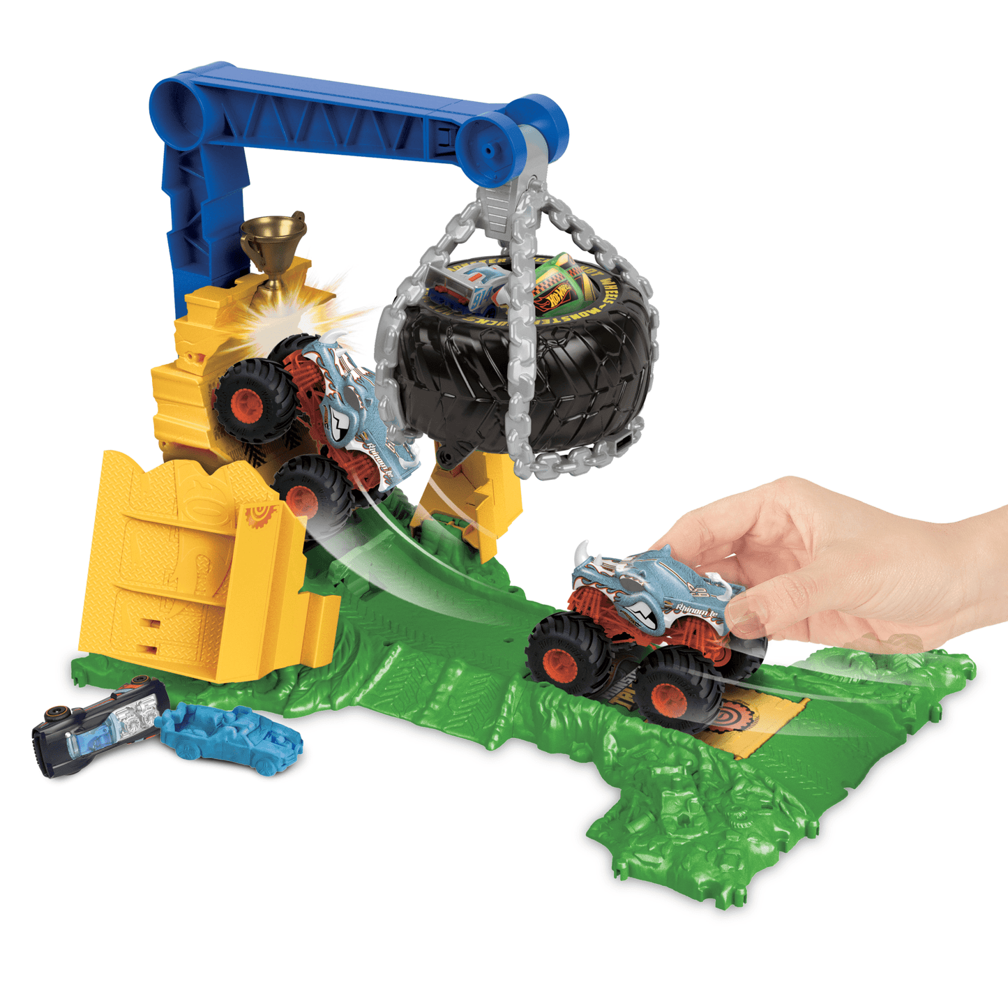 Hw  Monster Trucks  Coffret de Jeu  D¨¦fi ¨¤ Plein Gaz Rhinomite