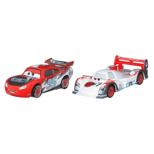 Carros da Disney e Pixar Diecast Ve¨ªculo de Brinquedo Pacote de 2 Shu Todoroki GRC & Relampago Mcqueen GRC