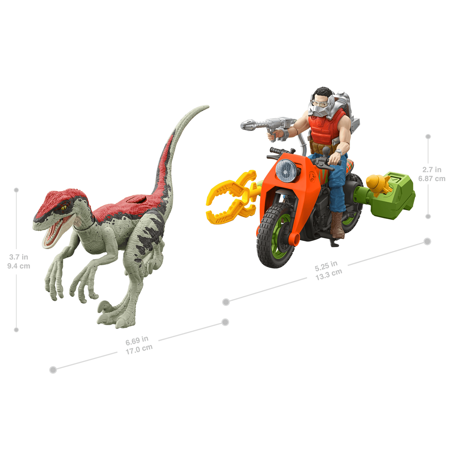 Jurassic Park ¡¯93 Classic Dennis Nedry Action Figure, Motorcycle & Dinosaur Toy Set, 3.75-in Scale
